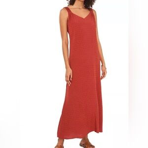 VINCE CAMUTO Ruched Shoulder Clip Dot Tank Dress